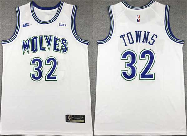 Men%27s Minnesota Timberwolves #32 Karl-Anthony Towns White City Edition Stitched Jersey